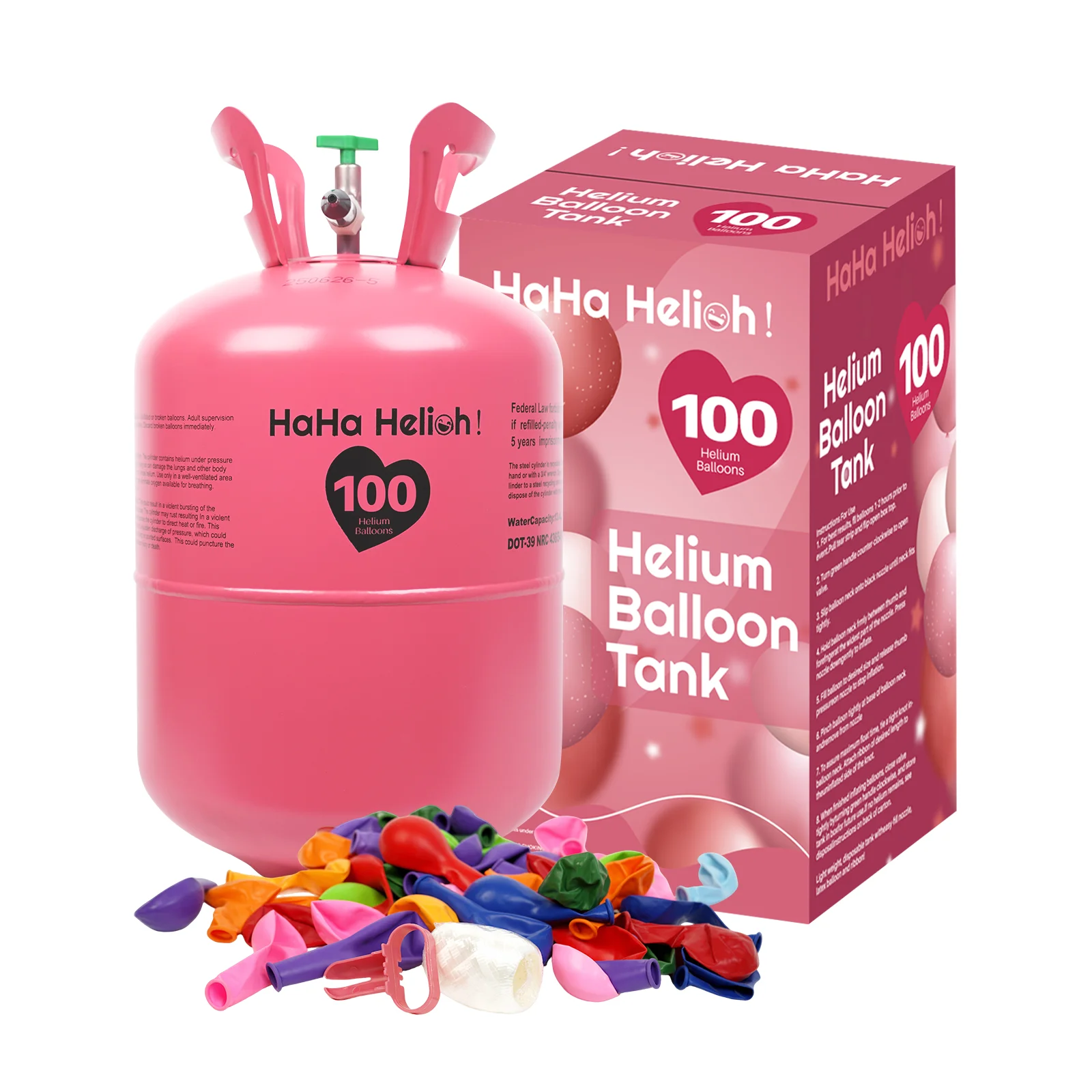 22L Helium Tank for Balloons | Helium Balloon Tank Kit with 100 Balloons